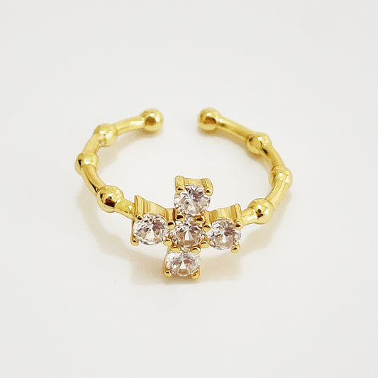 Geometric Cross Ring 925 Sterling Silver 18K Gold Plated Fashion Jewelry For Women Korean Style Everyday Wear Accessory