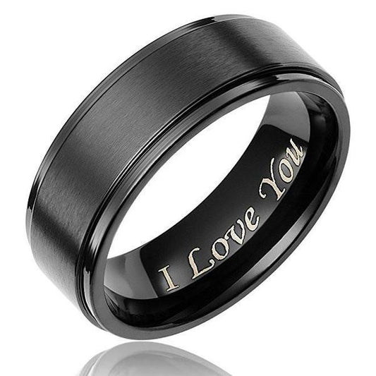 I Love You Engraved Couple Rings Titanium Steel 6mm 8mm