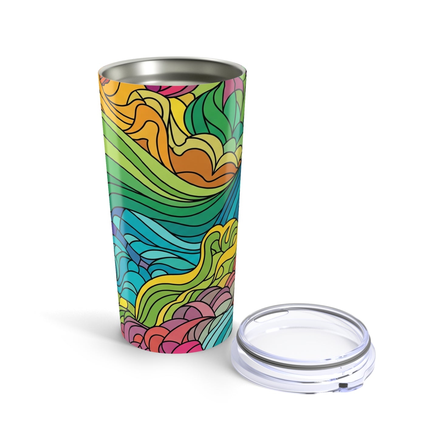 20oz Stainless Steel Travel Mug With Printed Design Double Wall Vacuum Insulated Spill Resistant BPA Free Coffee