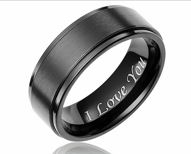 I Love You Engraved Couple Rings Titanium Steel 6mm 8mm