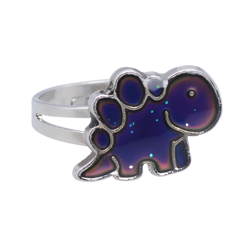 Color Changing Little Dinosaur Cartoon Ring Thermochromic Fashion Novelty Jewelry Gift For Women Girls Fashion