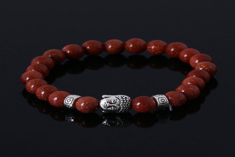 Unisex Lava Stone Bracelet Buddha Head Ethnic Bead Peaceful Warrior Alloy Plated Jewelry Ethnic Style Bead Art