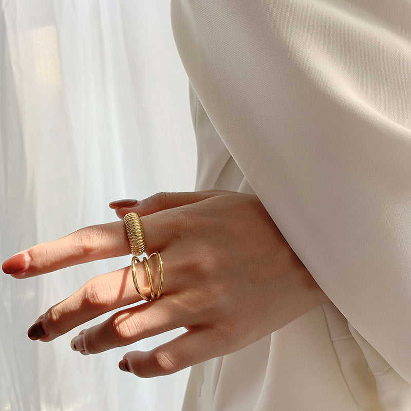 Womens Geometric Index Finger Ring Adjustable Opening Silver Plated Korean Style Wedding Gift Festival Fashion