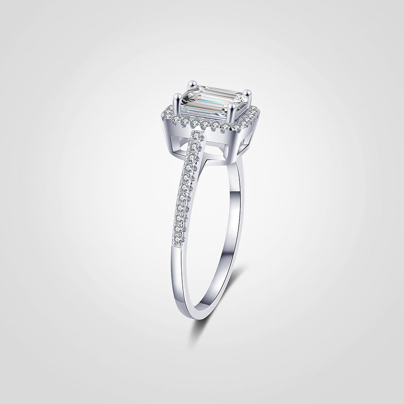 Silver Plated Womens Rectangular Ring With Gold Inlay Wedding And Anniversary Band Sizes 5 6 7 8 Elegant Gift For Her