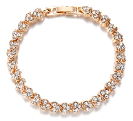Heart Shaped Gemstone Bracelet For Women Diamond Sparkling Alloy Jewelry Elegant Fashion Accessory Giftset New