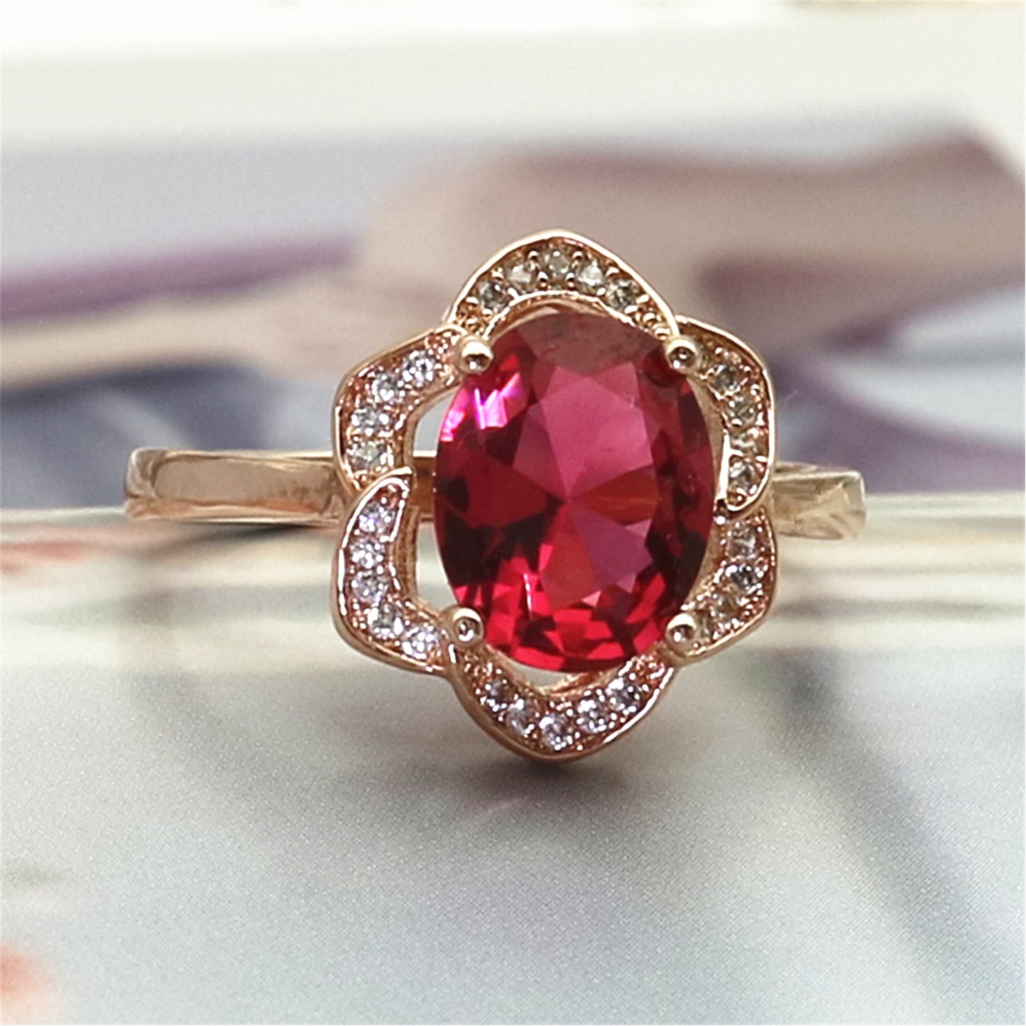 Rose Flower Ring White Gold Setting For Women Elegant Wedding Jewelry Gifts Timeless Accessory For Daily Wears