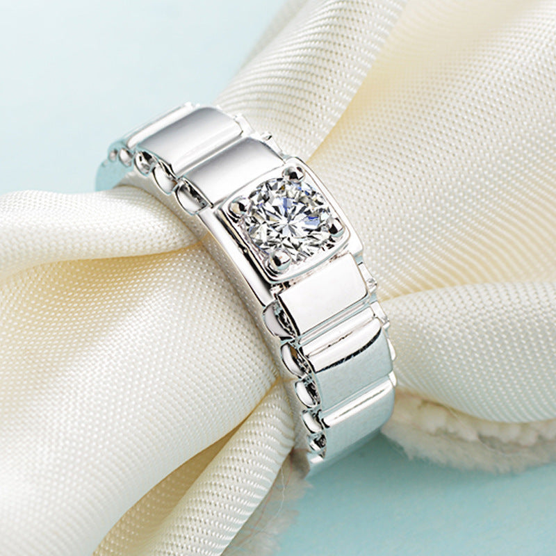 Mens Geometric Ring With Zircon Inlay Jewelry Environmental Protection Copper Platinum Color Ring For Men Ring