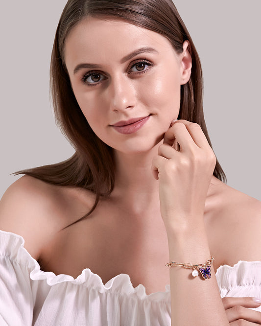 Womens Butterfly Bracelet Alloy Jewelry Golden Tone Elegant Designs With Filigreed Detailing For Everyday Wear