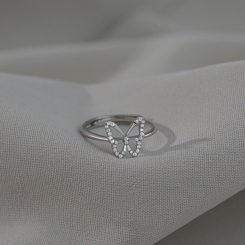 Elegant Copper Ring With White Gold Plating For Women