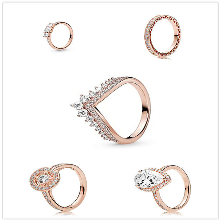 Rose Gold Zircon Rings Set Metal Finish Assorted Styles For Women Jewelry Collection Elegant Everyday Wear Now