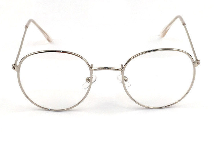 Retro Metal Frame Glasses Full Rim Flat Mirror Eyewear For Men And Women Zero Degree Trendy Fashionable Eyeglasses