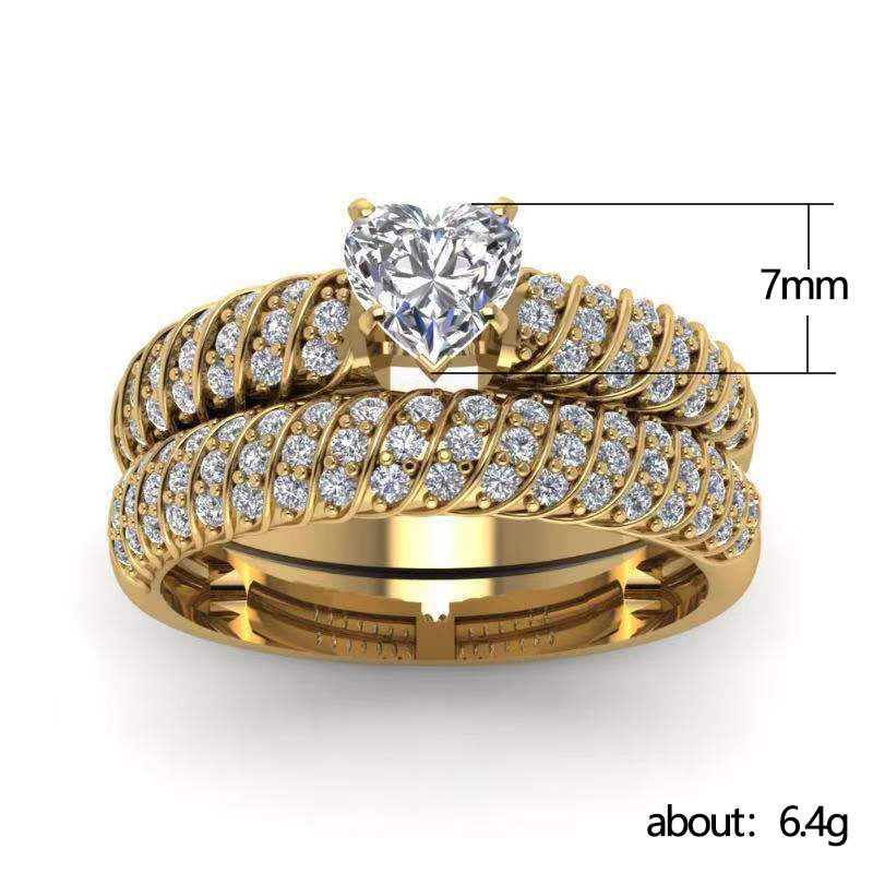 Women's Fashion Alloy Electroplate Gold Plated Rhinestone Wedding Ring White Gold Gold Size 5 6 7 8 9 10 11 12 Color
