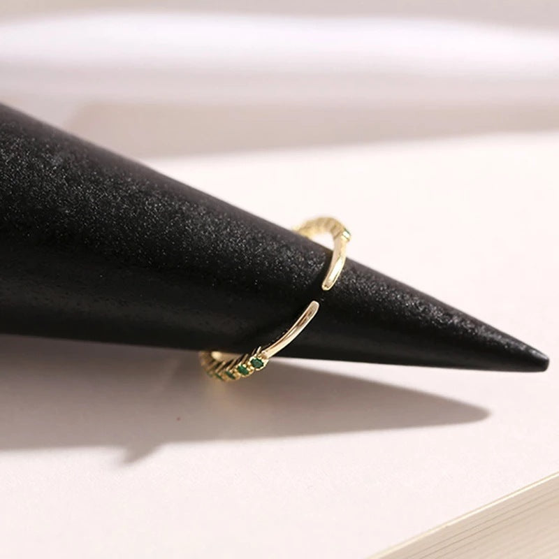 Adjustable Ring 14K Gold Plated Copper Band Geometric Lattice Design Zircon Stones Jewelry For Women And Girls