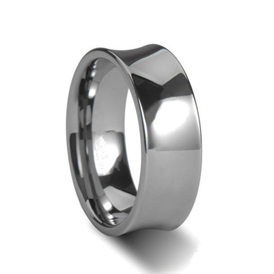 Men Tungsten Ring Unisex Fashion Jewelry Band Electroplated Simple Concave 8mm Wedding Engagement Promise Ring
