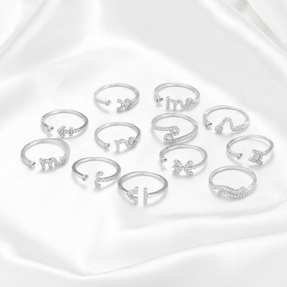 Womens Constellation Ring With Rhinestone Inlay Geometric Aluminum Alloy Jewelry European American Style Elegant Design