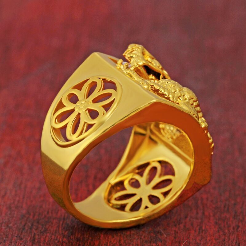 Gold Plated Copper Dragon Ring Adjustable Opening Aventurine Zodiac Korean Style Jewelry Statement Jewelry Gem