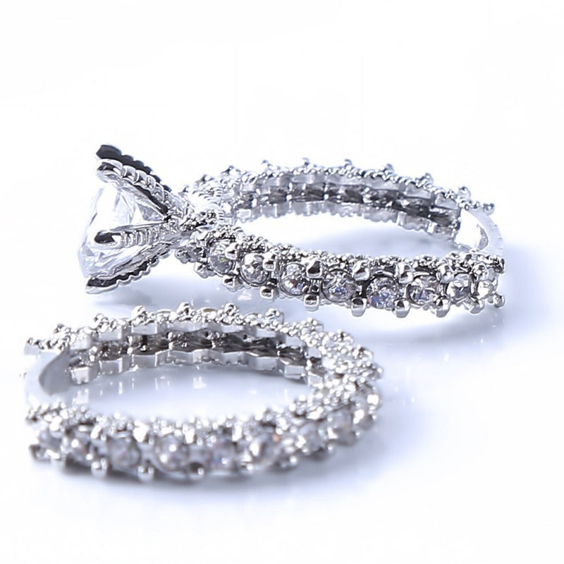 Womens Ring Platinum Plated Copper Ring With Zircon Stone Geometric Ring Design Wedding Or Engagement European