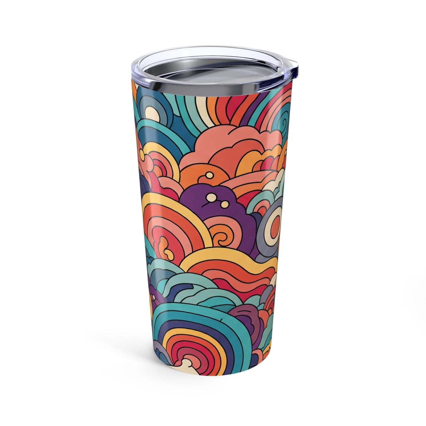 20 Ounce Steel Printed Tumbler Vacuum Insulated Leak Proof Coffee Cup With Lid For Hot And Cold Beverages