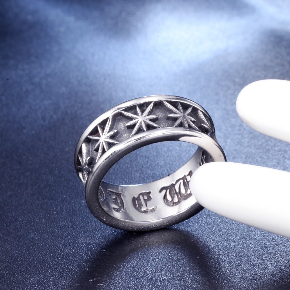 Titanium Steel Ring for Men and Women with Maple Leaf Design Polished Geometric Band Travel Souvenir Ring Gift Steel and Gold Color Options