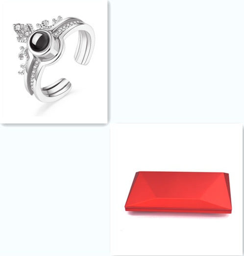 Couple Rings Romantic Projection I Love You In 100 Languages Copper Ring Set With Exquisite Rose Exquisite Box