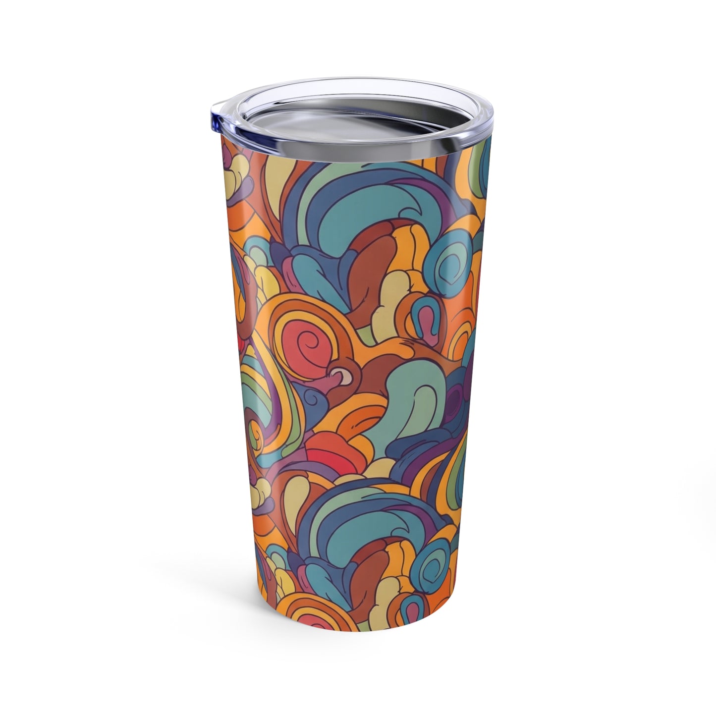 20 Ounce Stainless Steel Tumbler With Printed Pattern Double Wall Insulation Spill Resistant Thermal Cup