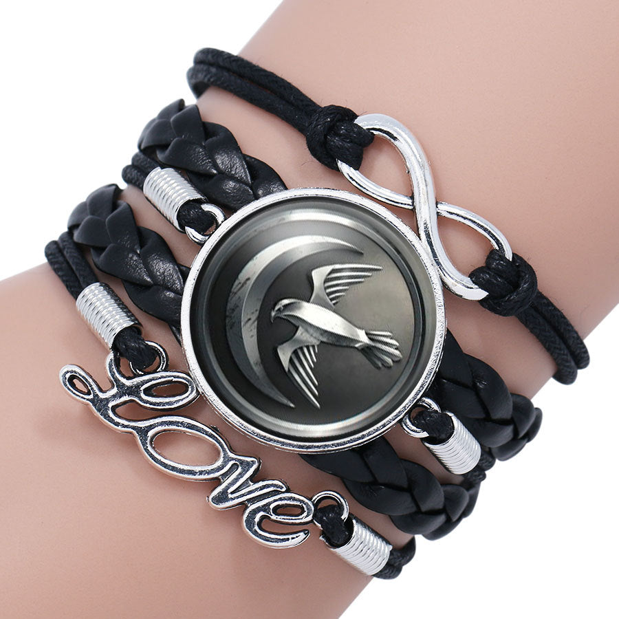 Wolf Head Infinity Bracelet Wrap With Glass Cabochon By Winter Is Coming Gift Idea Elegant Decor For Men Women