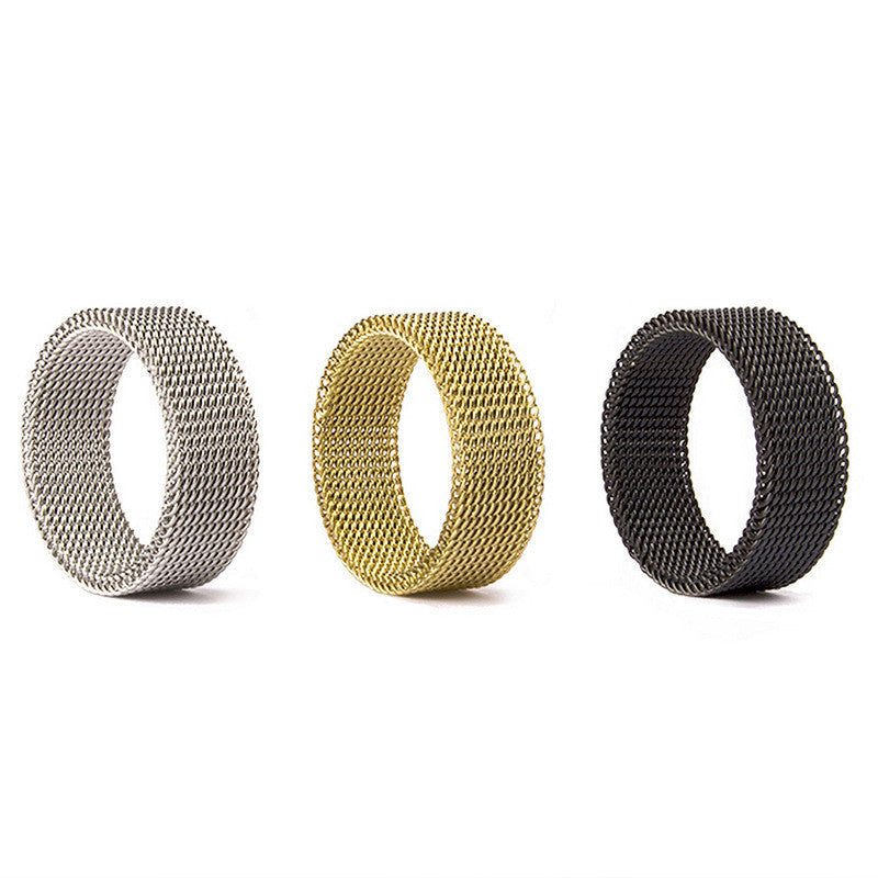 Stainless Steel Deformation Mesh Rings Korean Fashionable Rings Gift Independent Packaging For Women And Gents