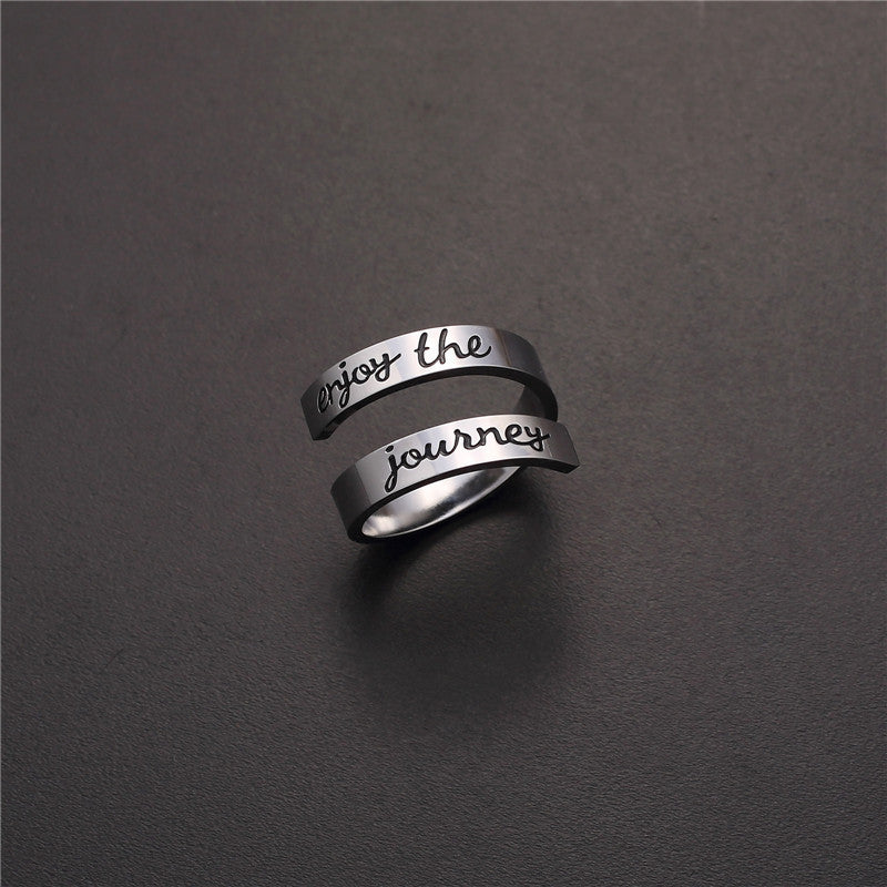 Unisex Double Band Ring Engraved Geometric Stainless Steel Polished Matte Finish Everyday Wear Jewelry Holiday