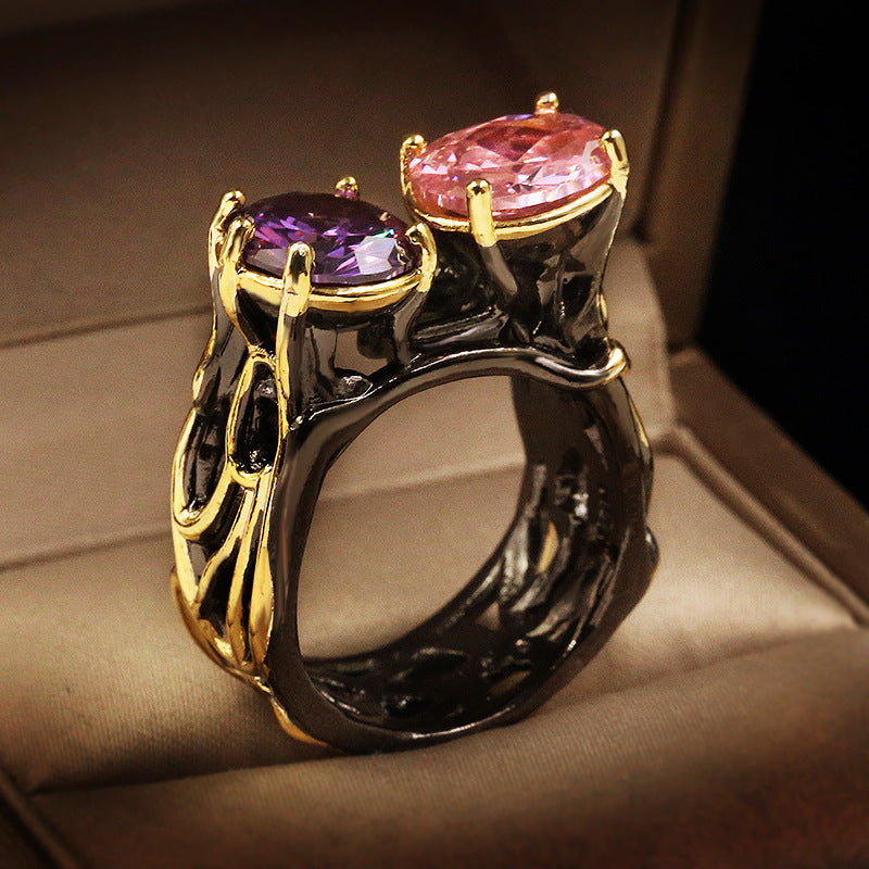 Gold Plated Zircon Ring for Women Elegant Jewelry Gift