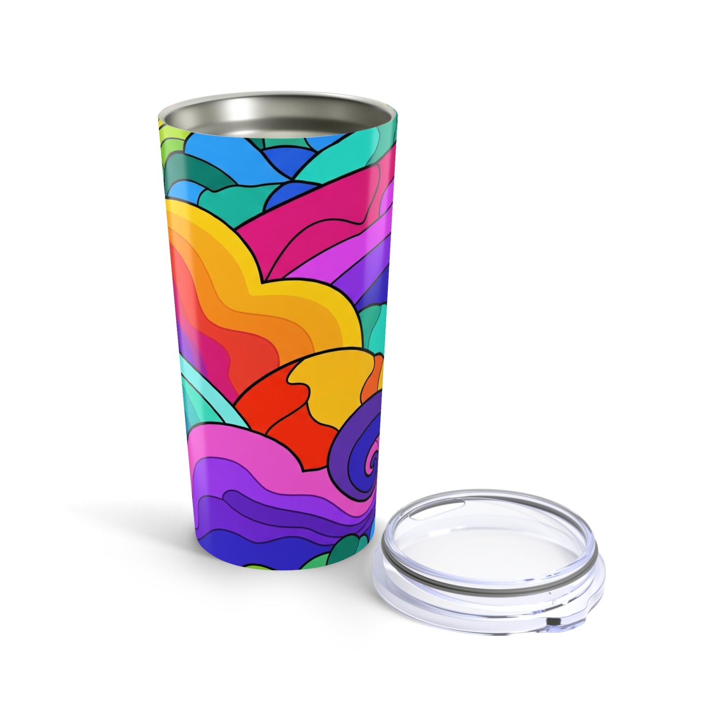 20oz Stainless Steel Tumbler With Printed Design Double Wall Vacuum Insulated Leak Proof Thermal Coffee Mug Durable