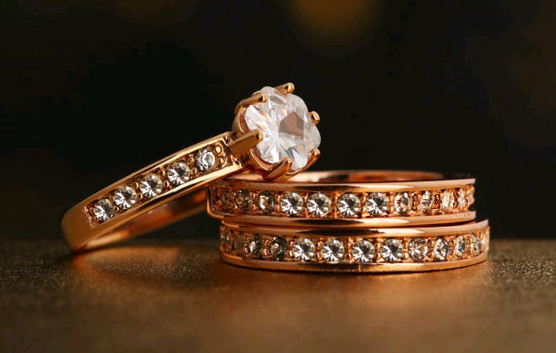 Three Ring Inlaid Crystal Zircon Ring Fashion Jewelry Alloy Plated Ring For Women Girls Party For Everyday Use