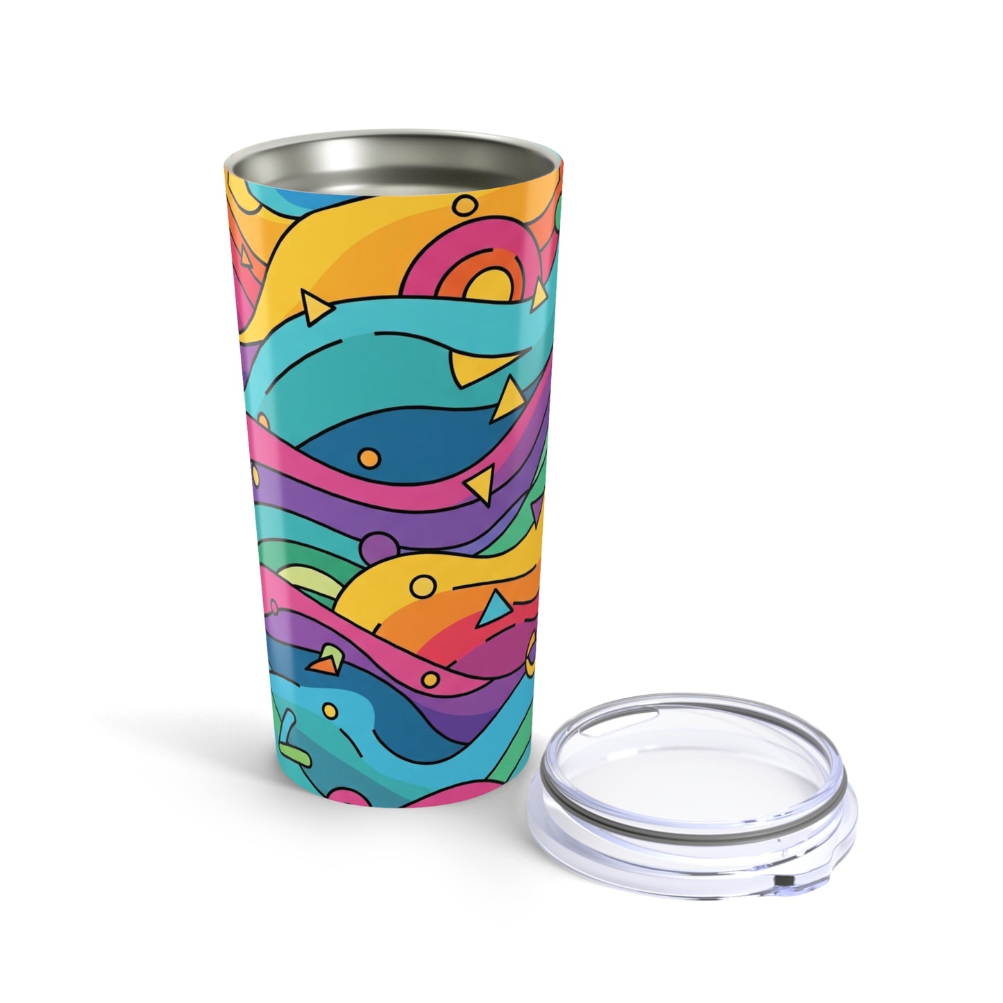20oz Stainless Steel Tumbler With Double Wall Vacuum Insulation Printed Design Spill Resistant Mug For Hot Or Cold