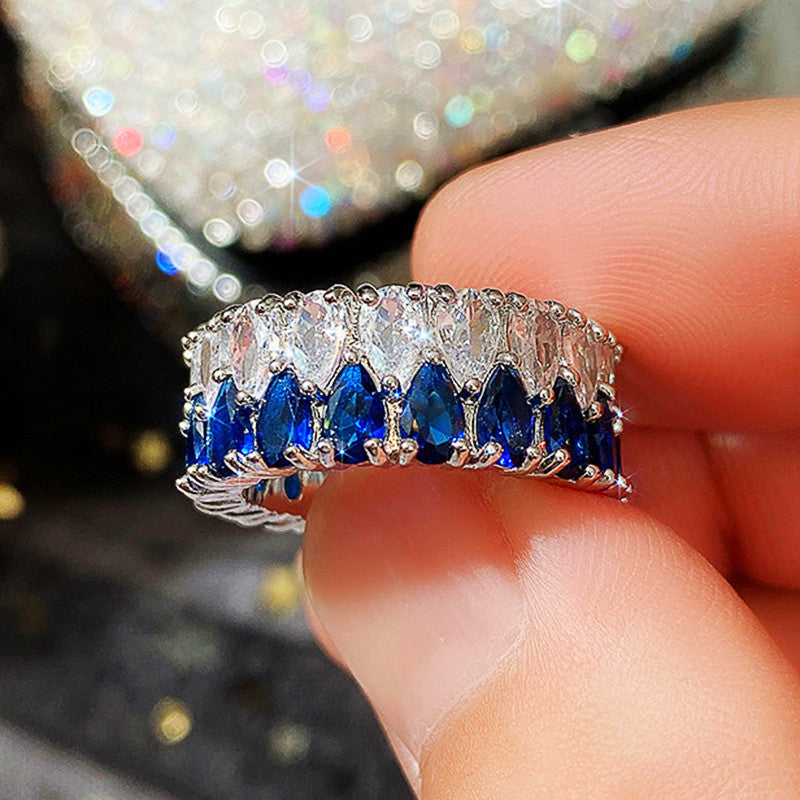 Gold Encrusted Zircon Crown Ring Copper Alloy Jewelry Elegant Wedding Anniversary Engagement Gift For Her Handcrafted