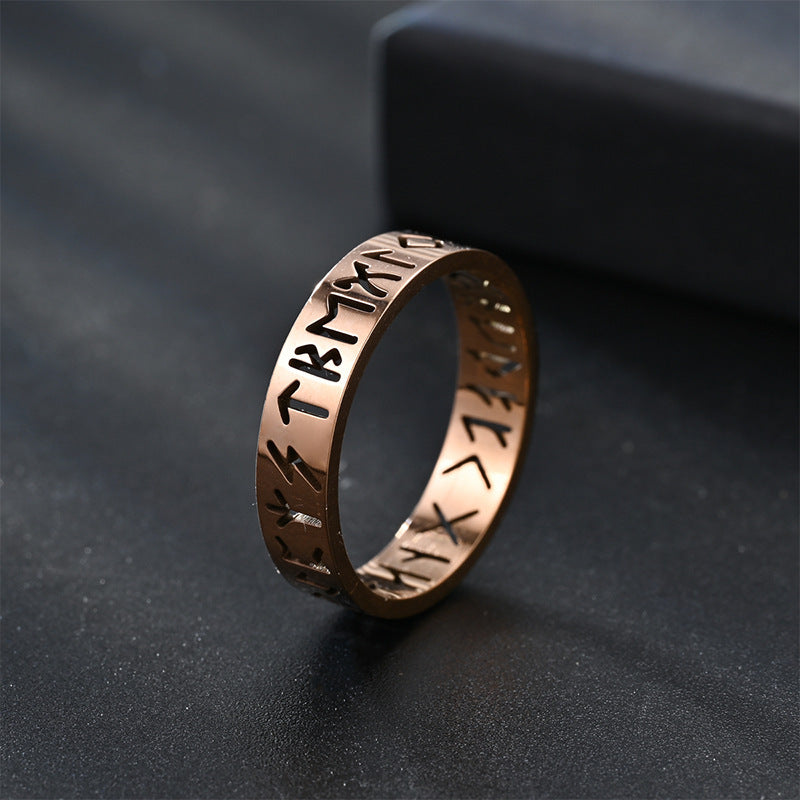 Unisex Stainless Steel Ring With Text Numerals 6mm Wide