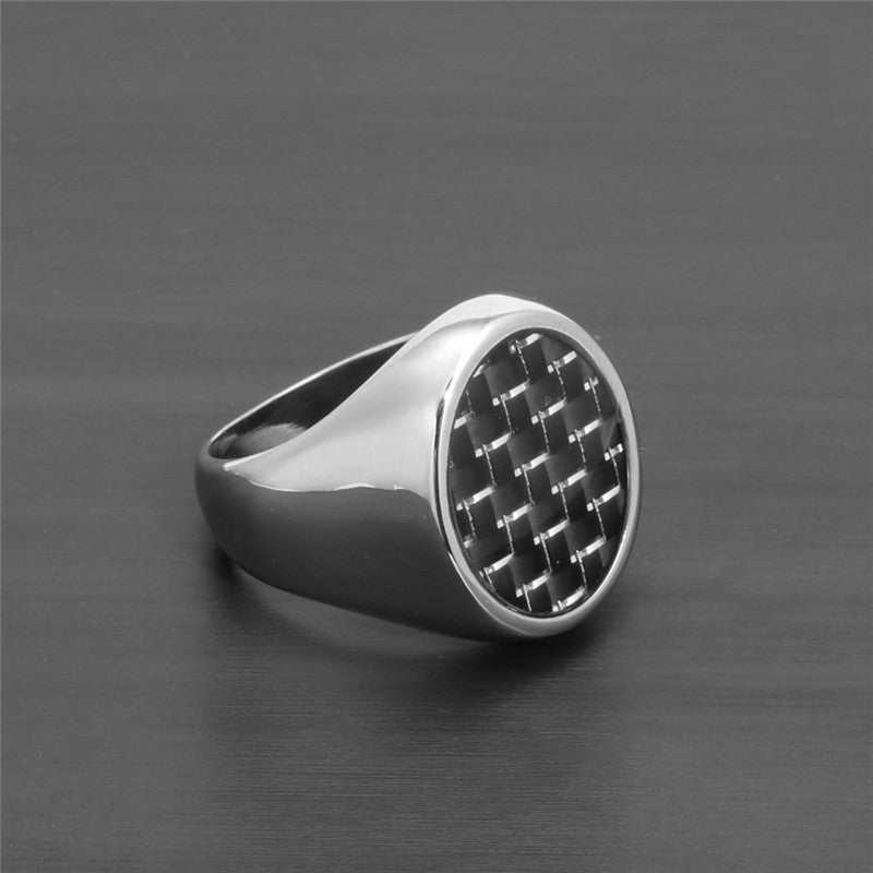 Titanium Steel Colorful Shell Ring for Men and Women Geometric Fashion Silver and Black Seven-Color Ring Tourist Souvenir Polished Stainless Steel Ring