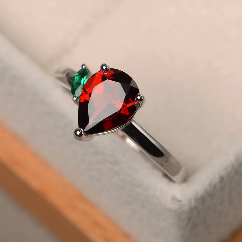 Pear Shaped Rainbow Zircon Ring Plated 925 Silver Copper Diamond Accents Teardrop Fashion Jewelry For Women 12