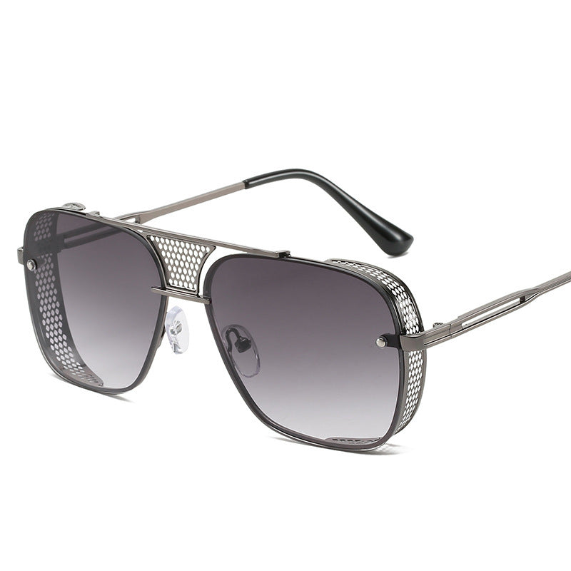 Mens Steampunk Sunglasses Metal Hollow Frame Sun Protection Trendy Eyewear For Fishing Travel Fashion Retro Punk