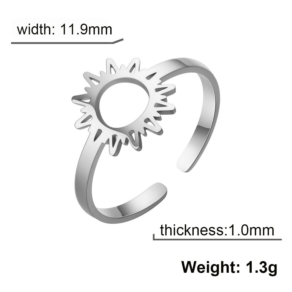 Sunflower Ring for Women Electroplated Stainless Steel Ring Trendy Personality Jewelry Gift for Her Chic Style