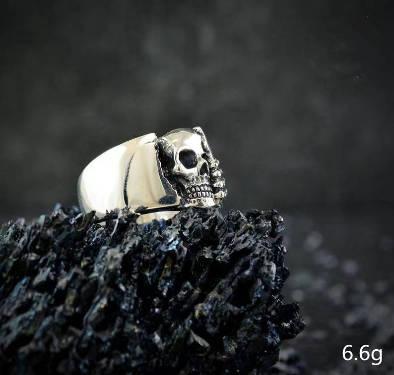 Mens Skull Ring Zinc Alloy Retro Punk Motorcycle Biker Jewelry Gift For Men Skull Design Durable Accessory Pro