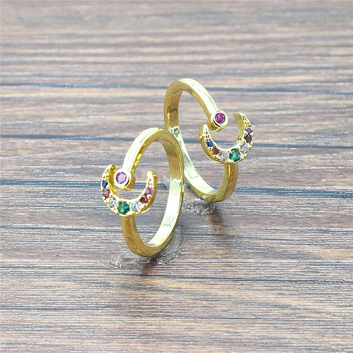 Moon Copper Microset Zircon Ring