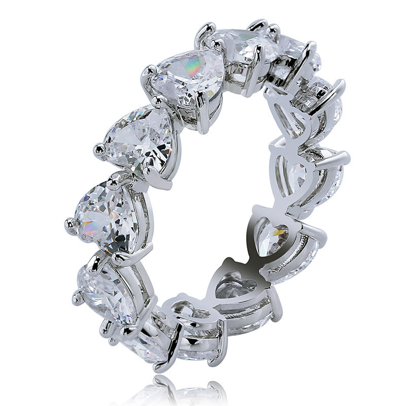 Love Heart Couple Rings Gold Plated Copper With Zircon Gems