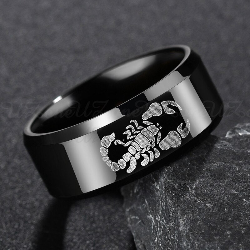 Mens Stainless Steel Scorpion Ring Insect Design Durable Metal Jewelry Band Statement Ring for Him Bold Modern