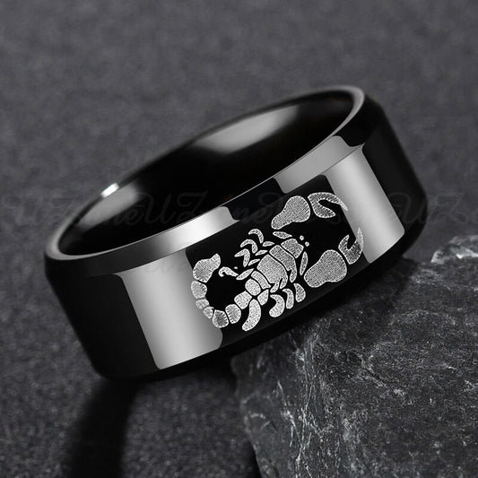 Mens Stainless Steel Scorpion Ring Insect Design Durable Metal Jewelry Band Statement Ring for Him Bold Modern