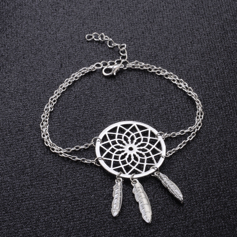 Openwork Dream Catcher Bracelet Bangle For Women Electroplated Alloy Fashion Jewelry Gift For Her Elegant Design
