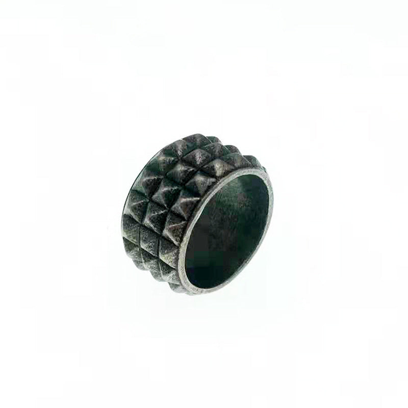 Square Ring Stainless Steel 12mm Black Vintage Geometric Band For Men Sizes 8 9 10 316L Polished Smooth Finish