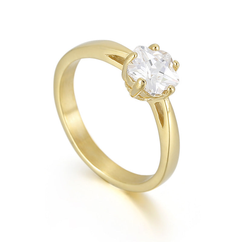 Womens Titanium Steel Zircon Ring Geometric Electroplated Durable Index Finger Fashion Jewelry Versatile Accessory