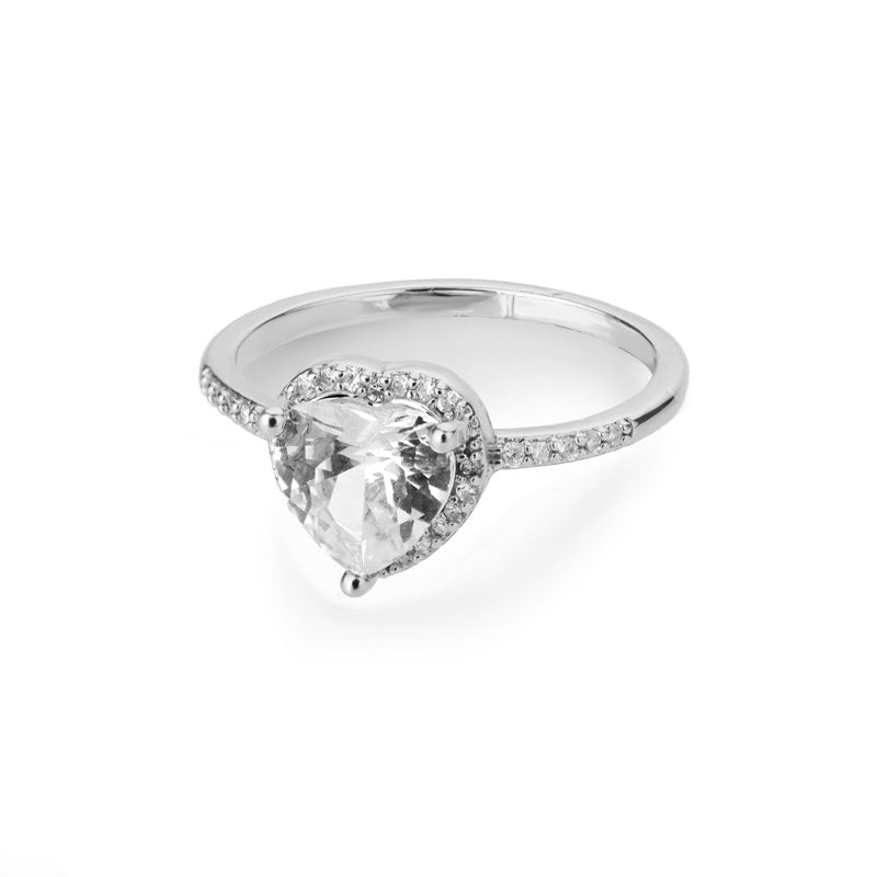 Large Zircon Heart Ring For Women Wedding Gift Elegant Jewelry Perfect For Anniversary Daily Wear Elegant Glow