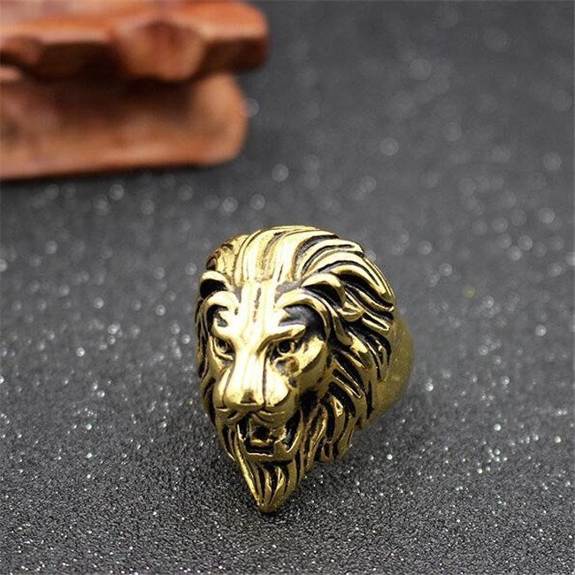Mens Lion Ring Titanium Steel Casting European American Style Ring Biker Statement Jewelry European Design For Men