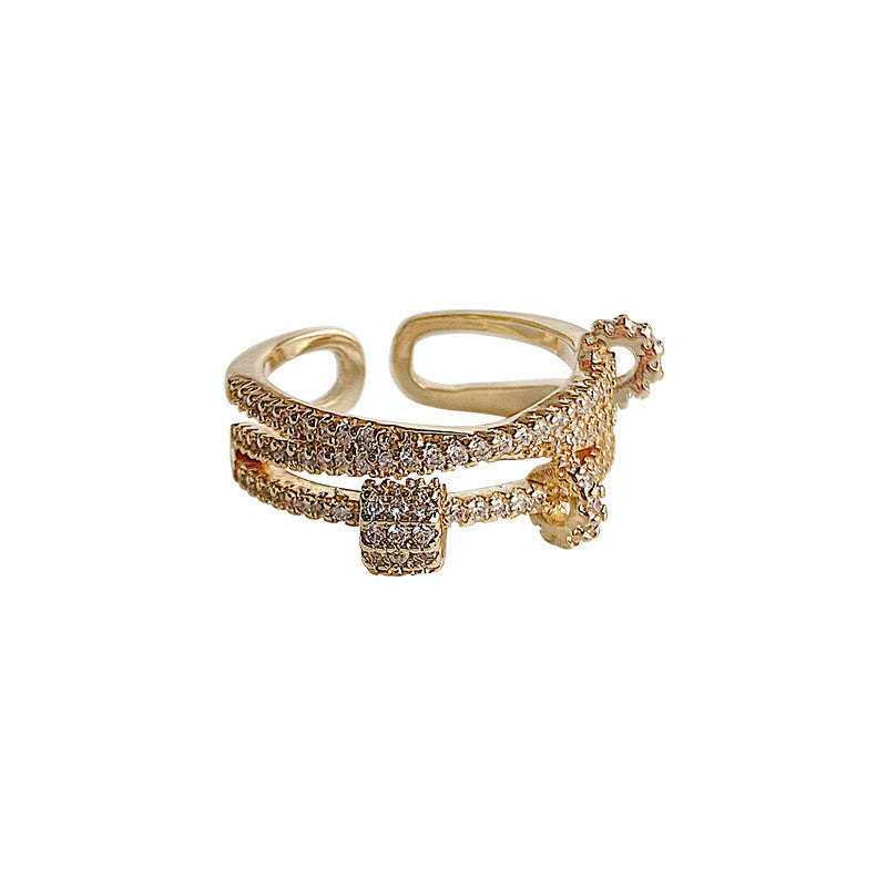 Adjustable decorative rhinestone ring