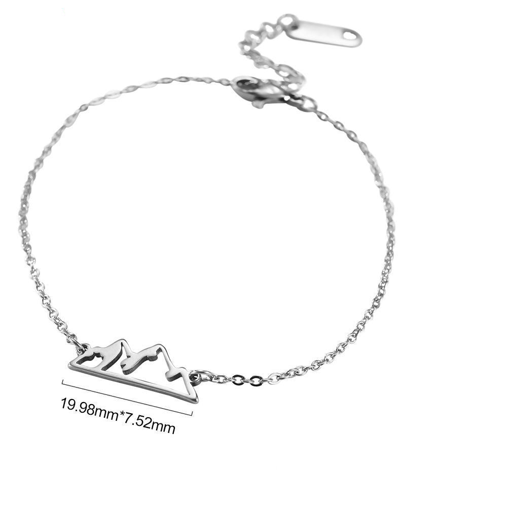 Stainless Steel Mountain Design Bracelets With Tassels For Women Electroplated Jewelry Anniversary Celebrations